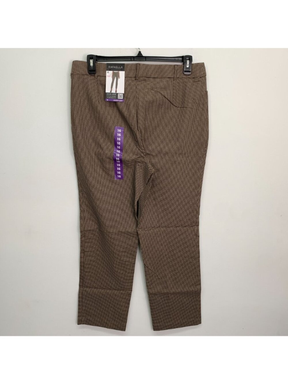 Rafaella Women's Pants 16 Pull-On Stretch Pant Khaki Houndstooth Size 16 - Picture 3 of 8